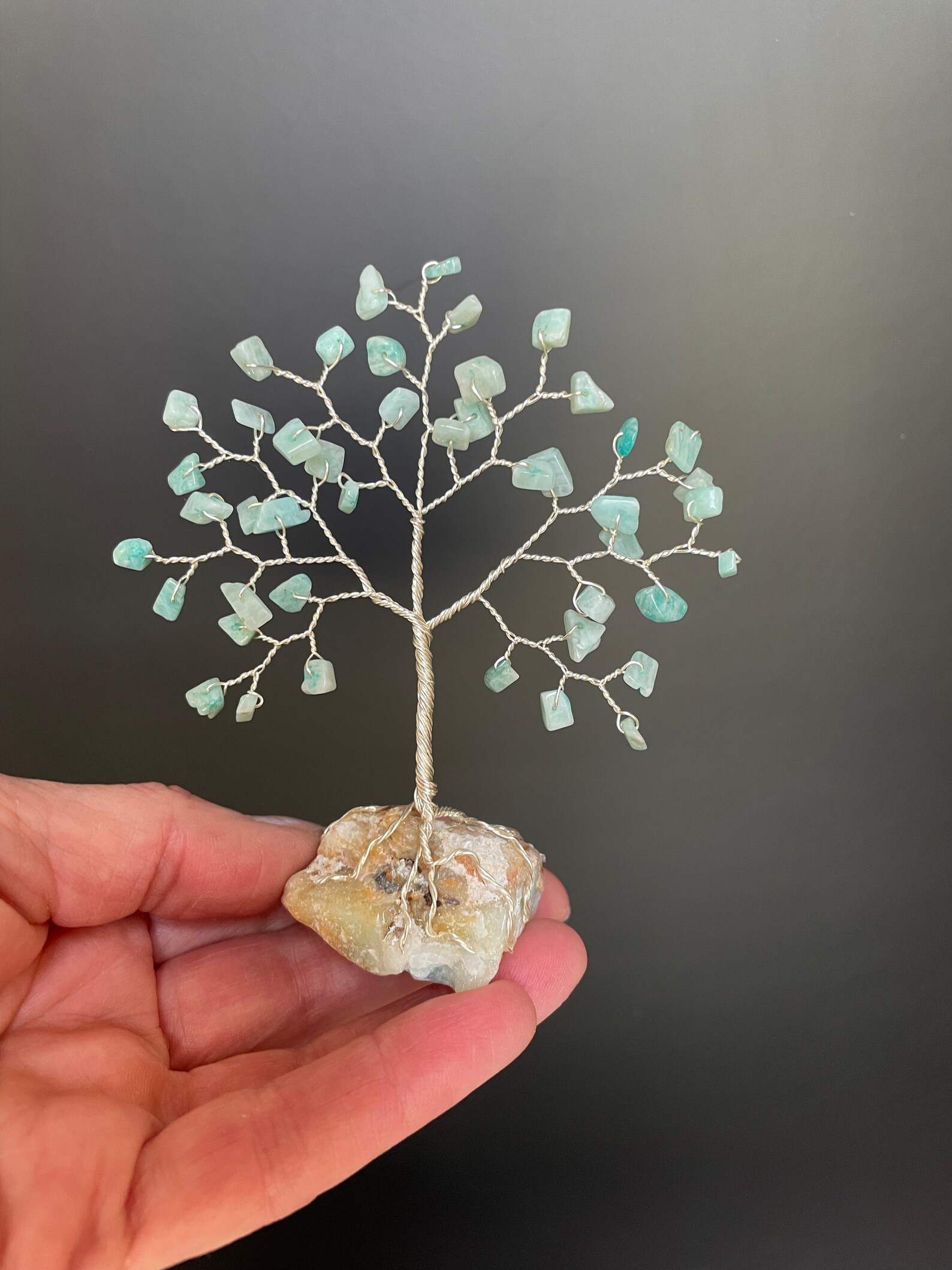 Amazonite Wire Tree of Life Sculpture on Amazonite Crystal Base ...