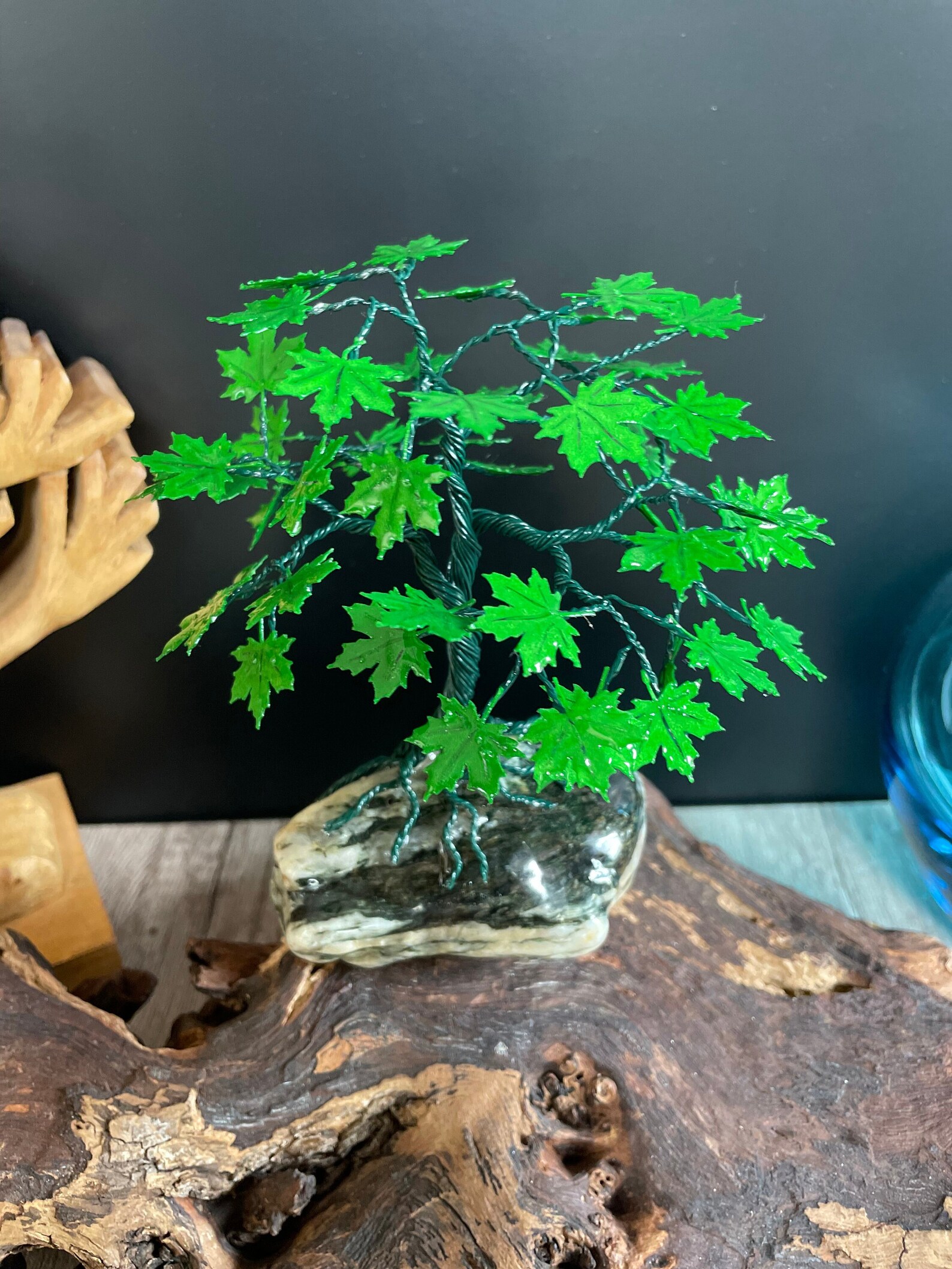 Green Maple Copper Wire Bonsai Tree of Life Sculpture Etsy