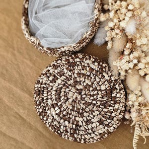 Boîte à bijoux en raphia, écrin alliances, Bonbonnière raphia, cadeau invité