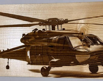 UH-60 Blackhawk Hubschrauber Gravur; 18cmx16cm