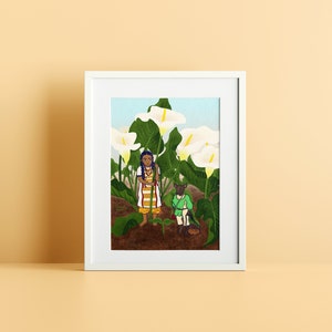 Hund und Mädchen Art Print / Alcatraces Ilustrción / Mexikanische Tradition / Kunstdruck / Natur Illustration