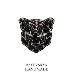 Panther Brooch, Beaded brooch, Beads brooch handmade, Cat brooch, pin, brooch emroidery, Gift for girlfriend, Brooch for girlfriend