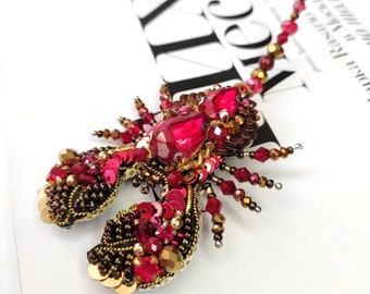Kit de broderie de perles bricolage, broche scorpion, motif