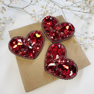 Crystal Heart Brooch, Heart Elegance Brooch, Red Heart Beaded Brooch, Valentines Day Gift, Heart Jewelry, Unique Gift, Valentine Brooch