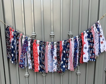 Fourth of July Garland -2 styles Premade or DIY kit!