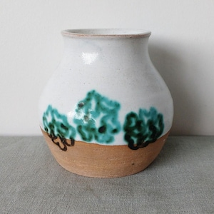 Studio artist pottery stoneware vase Handmade Rustic Semi glazed