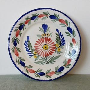 HB Quimper French pottery Hand painted Floral pattern Small plate