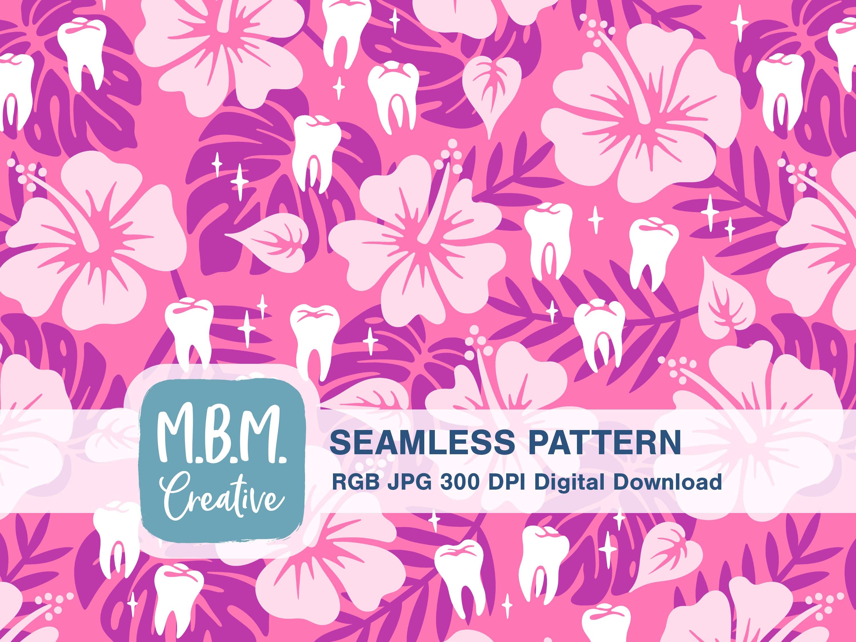 Tropical Tooth Pattern on Pink Seamless Repeat for Commercial Use ...