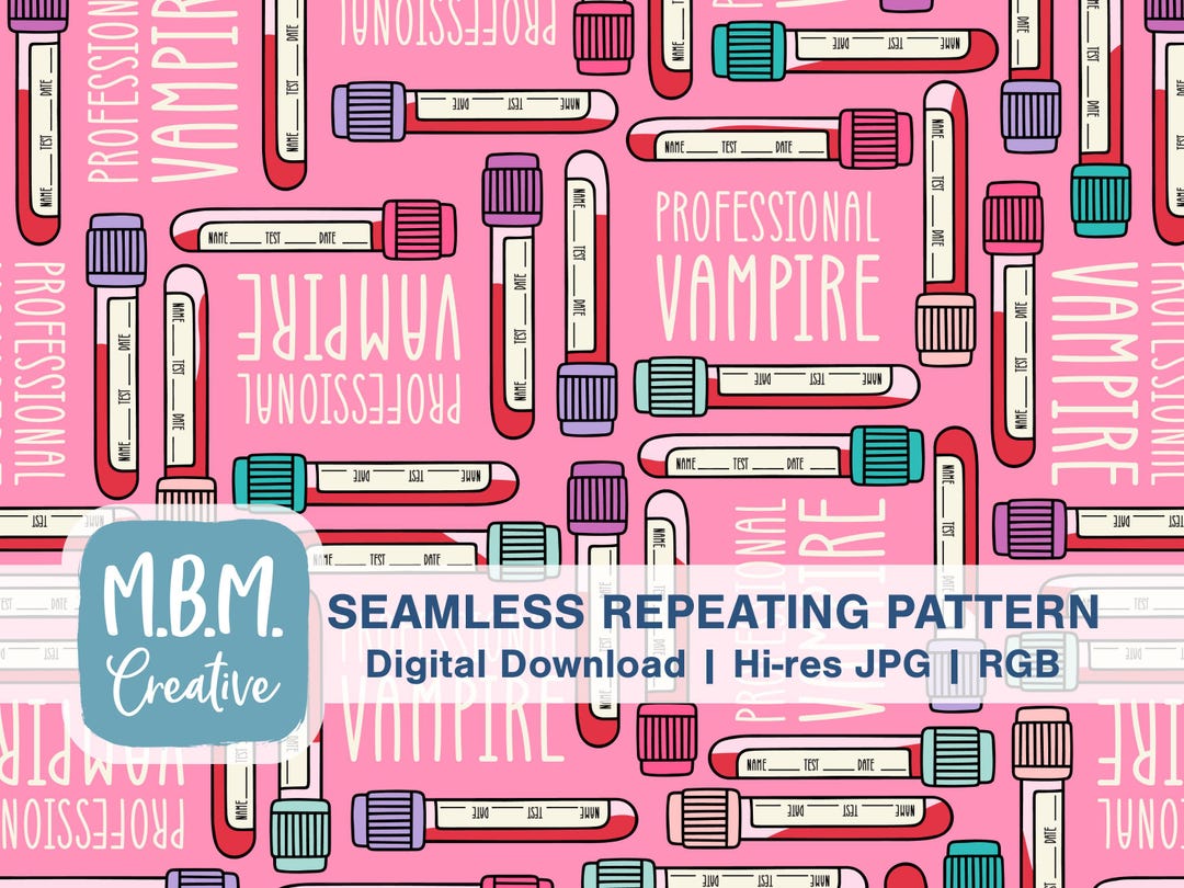 Professional Vampire on Pink Seamless Pattern Commercial Use, Blood