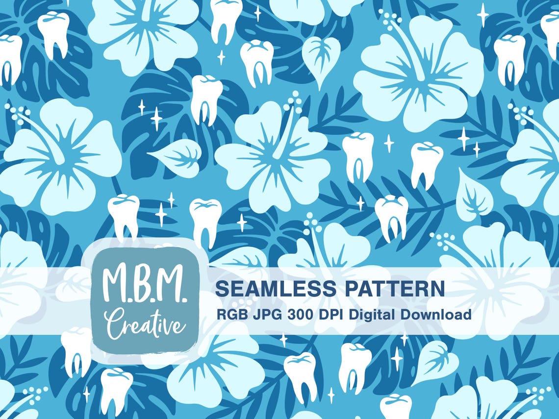 Tropical Tooth Pattern on Pink Seamless Repeat for Commercial Use ...