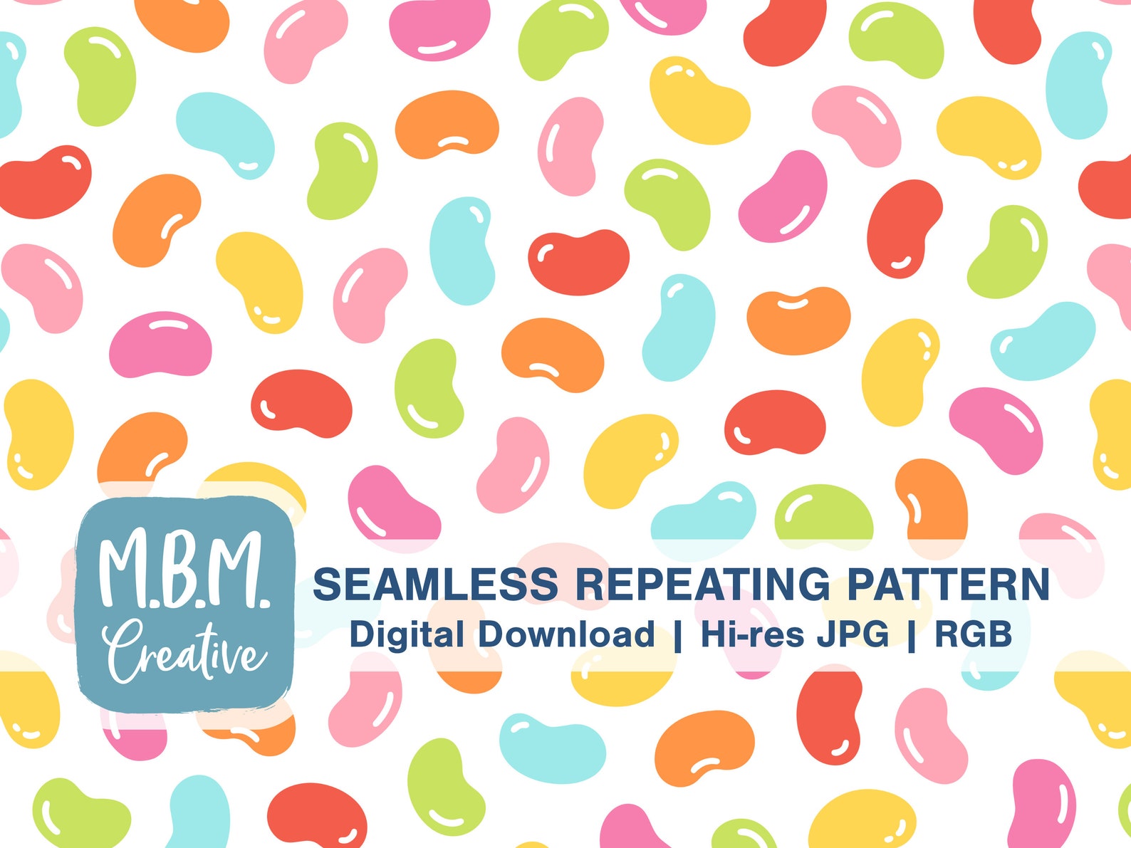 Jelly Bean Candy Repeat Pattern on White for Commercial Use - Etsy