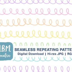 Doodle Loop Stripes: Pastel Rainbow Seamless Repeating Pattern Commercial Use, Hand Drawn Swirls Digital Download, Scribble Seamless File