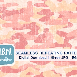 Distressed Camouflage in Shades of Pink Seamless Repeating Pattern for Commercial Use, Grunge Camo Digital Download File