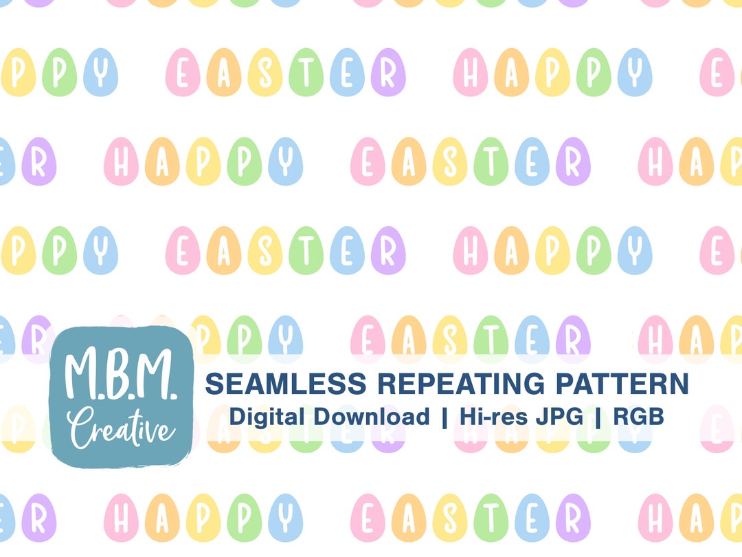 Happy Easter Rainbow Pastel Eggs Repeat Pattern Commercial Use, Cute ...