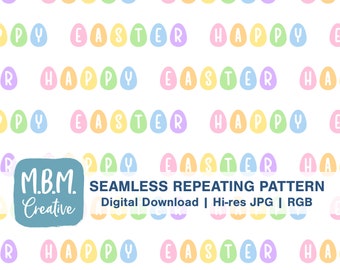 Happy Easter Rainbow Pastel Eggs Repeat Pattern Commercial Use, Cute Spring Seamless File, Pastel Egg Digital Download