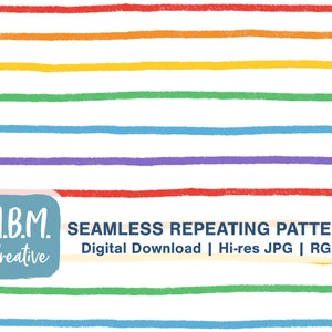 Rainbow Crayon Stripe Seamless Repeat Pattern Commercial Use, Back to School Seamless, Hand Drawn Crayon Lines Digital File