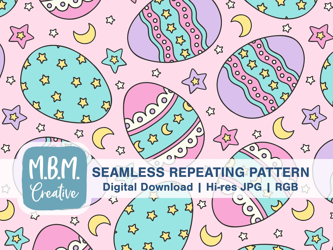 Kawaii Starry Eggs on Pink Seamless Repeat Pattern Commercial Use, Kids ...