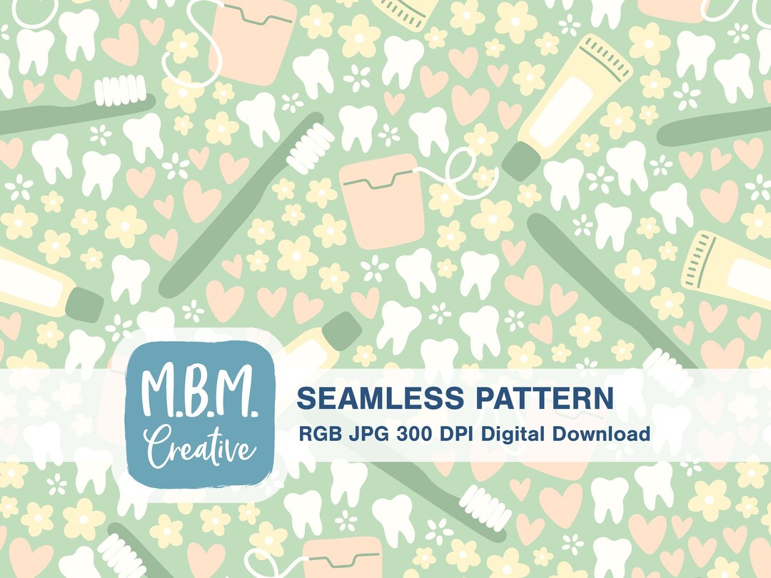 Spring Dental on Green Seamless Repeat Pattern for Commercial Use ...