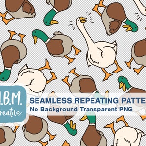 Duck...Duck...Duck...Goose!: No Background Transparent PNG Seamless Repeat Pattern Commercial Use, Cute Kids Bird Digital Download