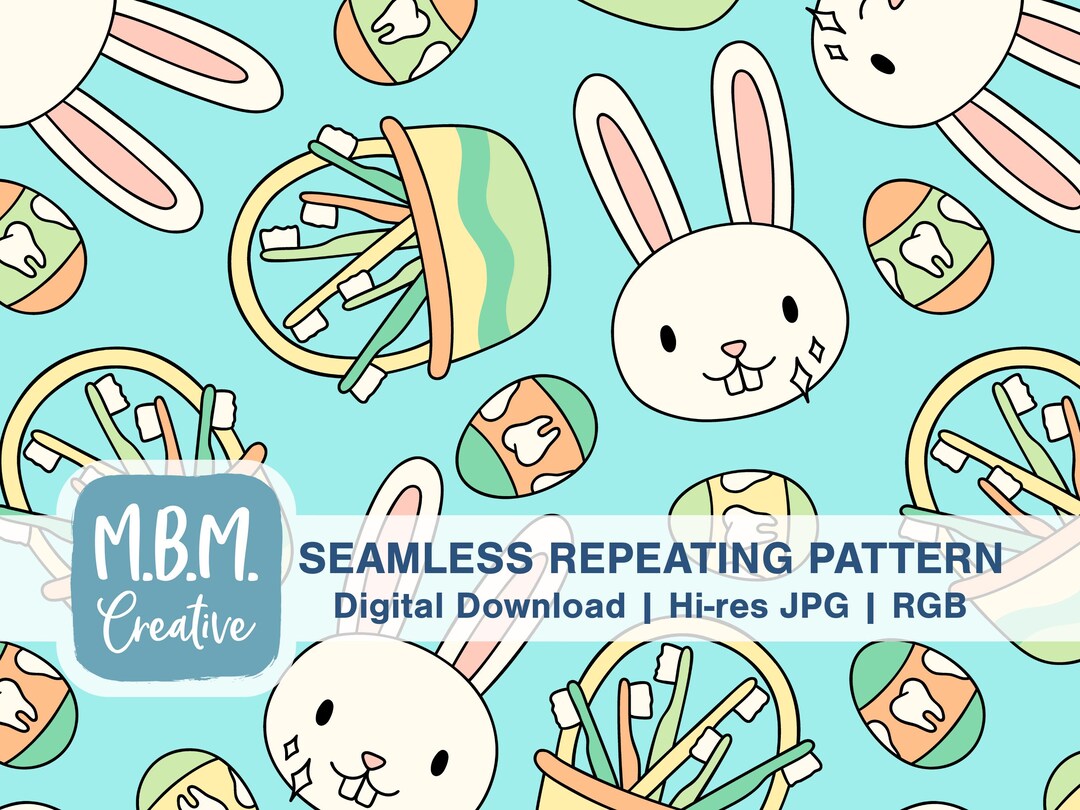Dental Easter on Aqua Seamless Repeat Pattern for Commercial Use, Teeth ...
