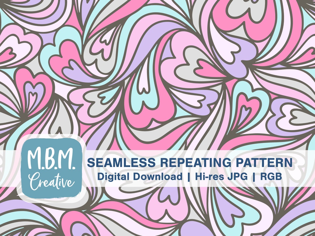 Dreamy Hearts in Pastels Seamless Repeat Pattern Commercial Use ...