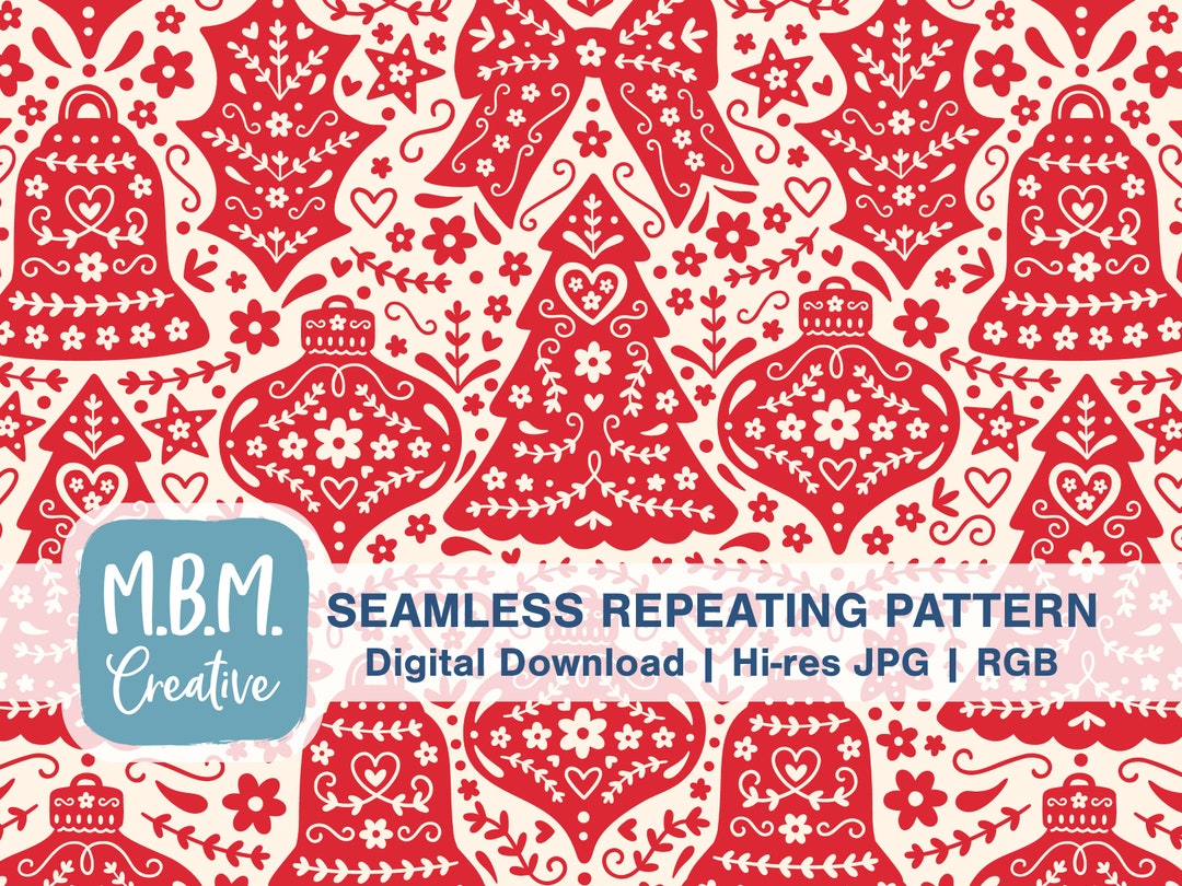 Christmas Scandinavian Folk Art Inspired Seamless Repeat Pattern