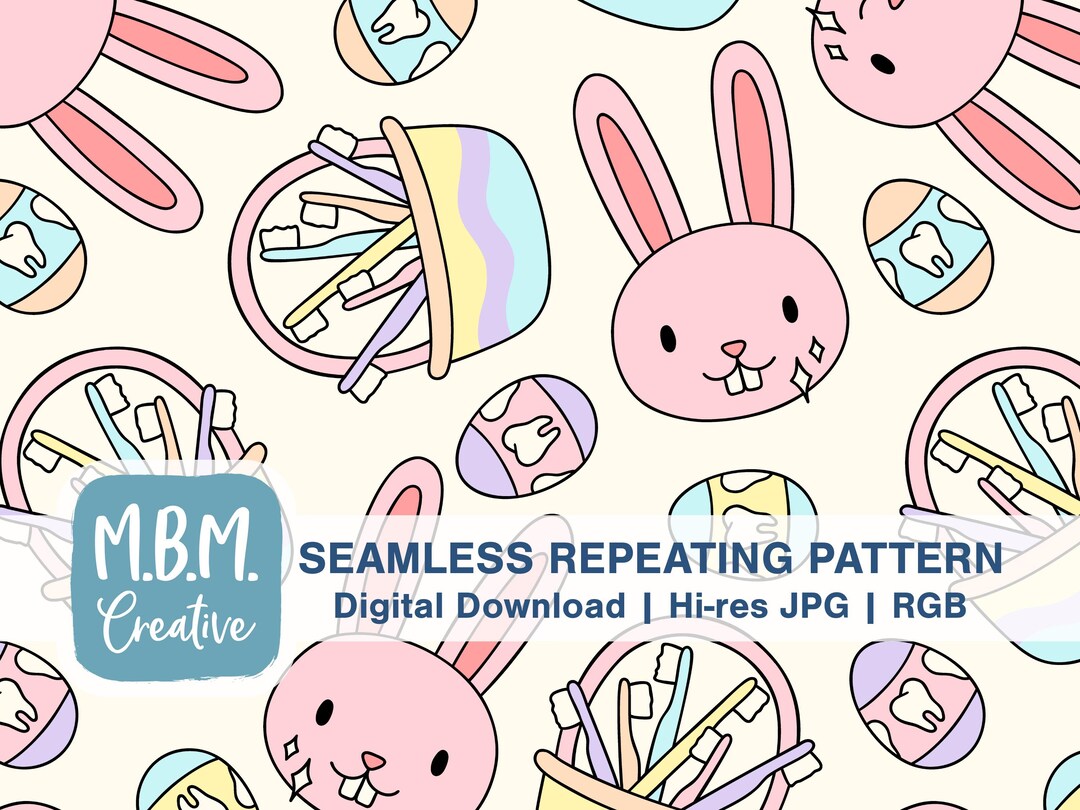 Dental Easter on Cream Seamless Repeat Pattern for Commercial Use ...