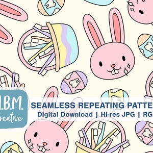 Dental Easter on Cream Seamless Repeat Pattern for Commercial Use, Teeth Hygienist Dentist Spring Digital Download