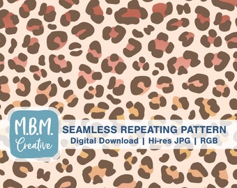 ヒョウ柄ボヘミアン アース トーン ニュートラル グラデーション シームレス リピート パターン (商用利用可)、アニマル プリント シームレス ファイル、デジタル ダウンロード