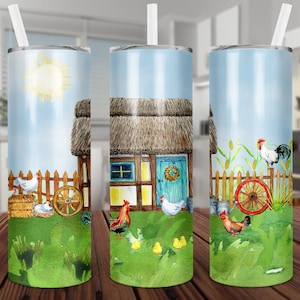 Chicken coop skinny straight tumbler 20oz , Instant download, chicken tumbler sublimation, chicken clipart, chicken png, chicken digital