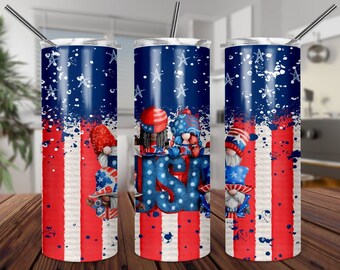 USA Gnomes 4th of July Tumbler Sublimation Design (Digital Download)