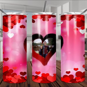 Valentine heart skinny straight tumbler 20oz, Instant download, Valentine&#39;s tumbler sublimation, heart clipart, valentines oz, heart Png