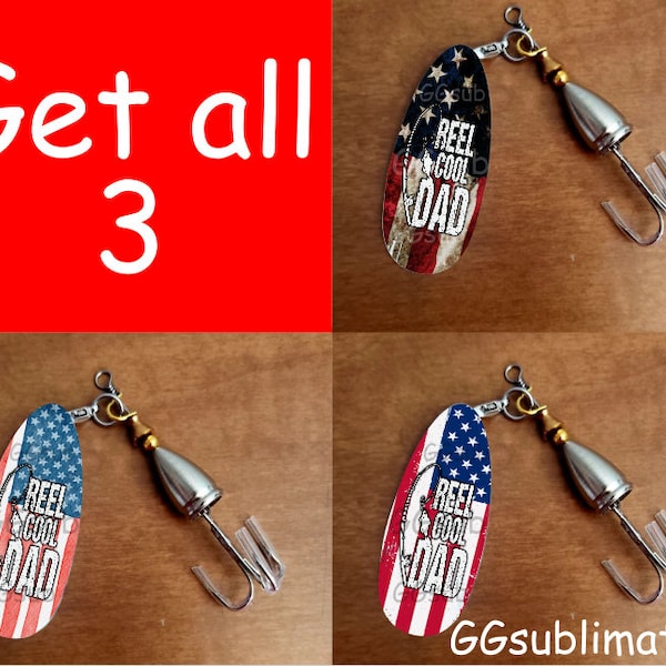 Fishing lure Reel cool dad American flag bundle, Dad digital design, digital download for fishing lure, Father's Day design, American flag