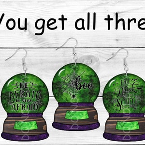 Halloween Snow globe earring digital design for earrings, ornament, or wall hangers. Snow globe earrings, snow globe tier tray, Halloween