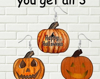 Halloween Pumpkin Earring Digital Design (PNG)
