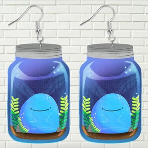 Water slime creature mason jar design for earrings, ornament, or wall hangers. mason jar earrings, mason jar tier tray, mason jar design