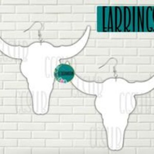 Sublimation earring - Sublimation blank - 10 Pairs of Unisub MDF cute Bull skull Boho earrings for sublimation: 1.5-inch blank UNISUB MDF ea