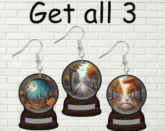 Fall Snow Globe Earrings PNG, Ornament, Wall Hanger (Digital Download)