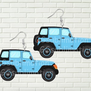 Baby blue Off road vehicle door hanger, earrings, tier tray design, digital, off-road truck hand drawn designs bundle of 2