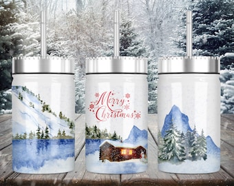 Winter Mason Jar Tumbler Sublimation Design (Digital Download)
