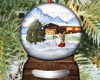 Snow Globe Ornament Digital Design, Christmas Tree PNG (Digital Download)