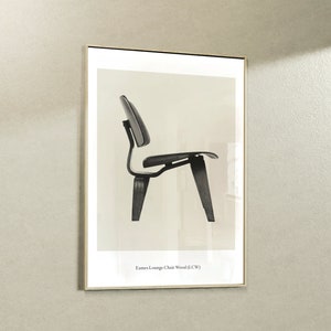 Mid Century Chair Print, Eames LCW Chair Print, Minimalist Monochrome Print Set, Retro Wall Art,  Instant Digital Download Print PNG