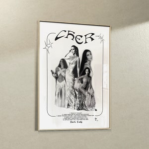 Cher Retro Vintage Black and White Music Poster | Instant Digital Download Print JPG File