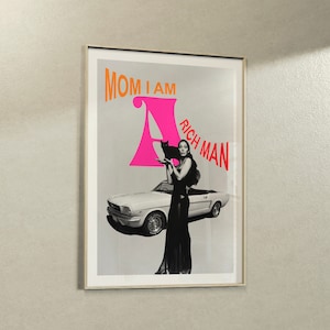 Cher Mom I Am A Rich Man, Pink Retro Vintage Music Poster, Instant Digital Download Print JPG