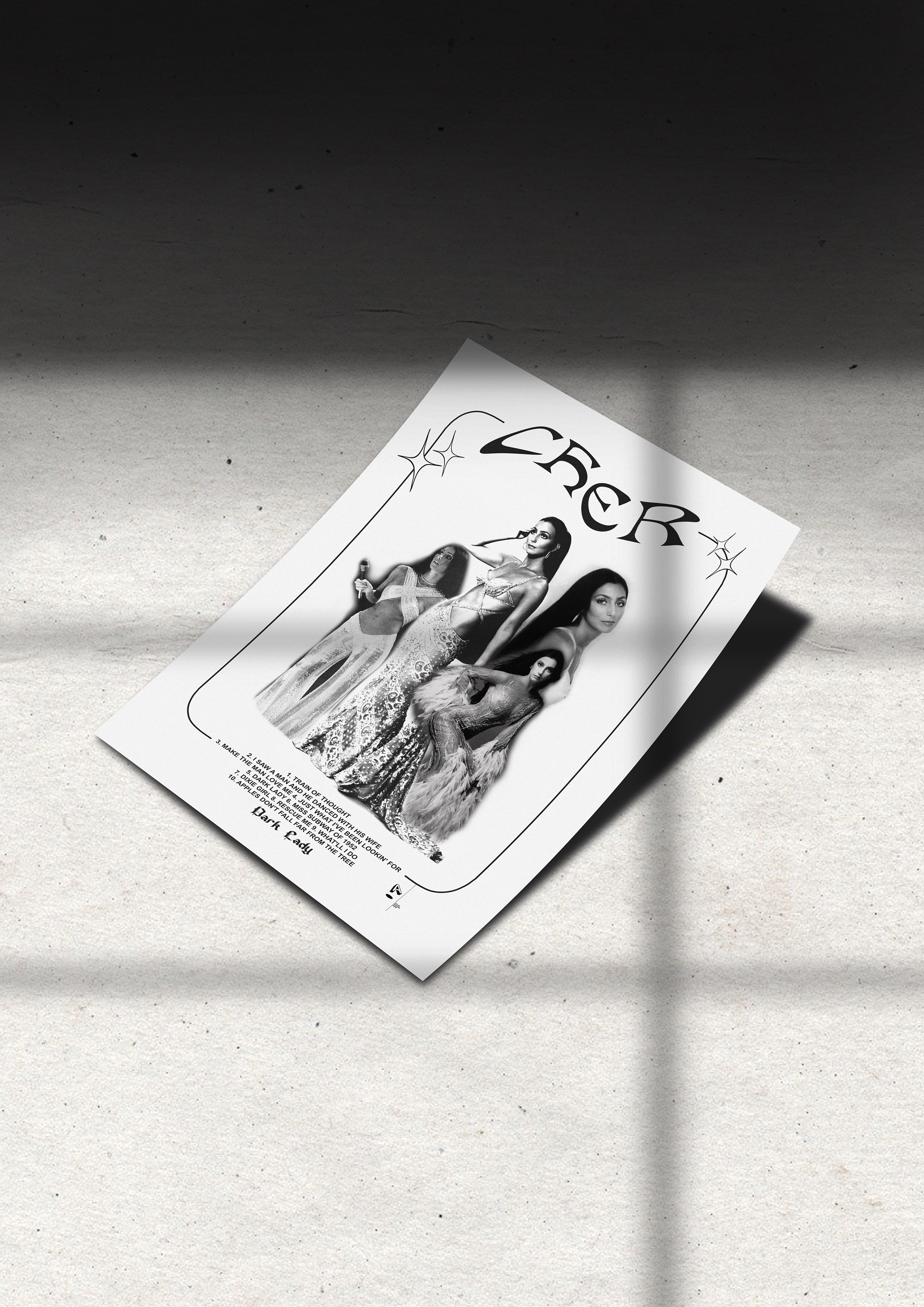 Cher Retro Vintage Black and White Music Poster Instant Etsy