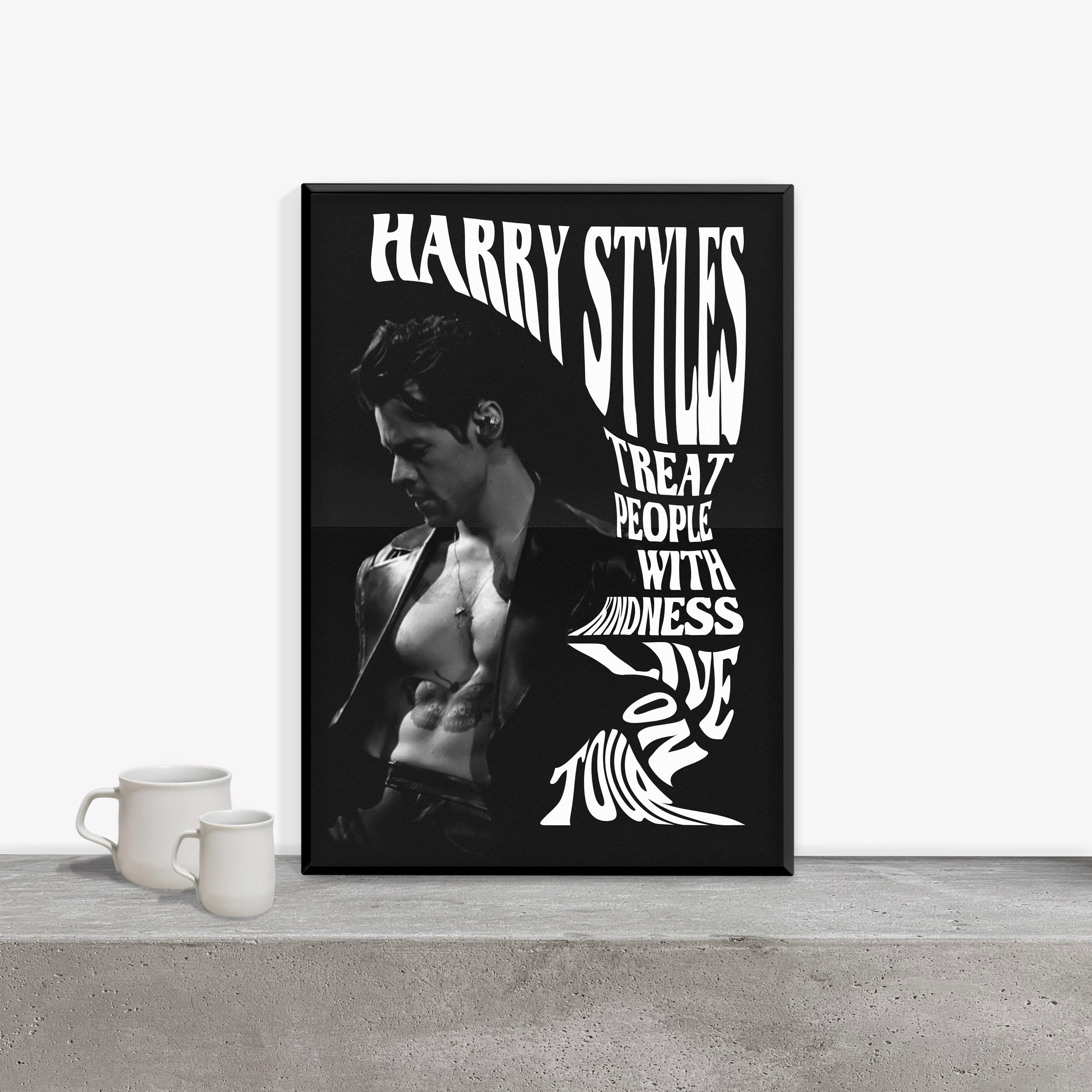 Harry Styles 70s Retro Vintage Black & White Poster Print -  Sweden