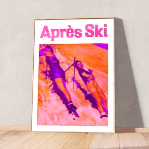Apres Ski Vintage Print, Retro Magazine Mid-Century Pink Art, Unique 1950s Art Print, Cool Funky Decor, Instant Digital Download Print JPG