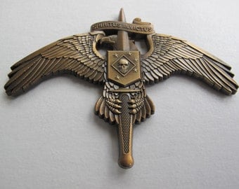 Marsoc Raider Badge with Skull Legacy Pin Antiqued Gold