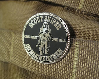 Scout Sniper Pin 1st Marine Division Badge HOG 0317