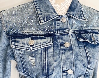 womens denim jacket with bling